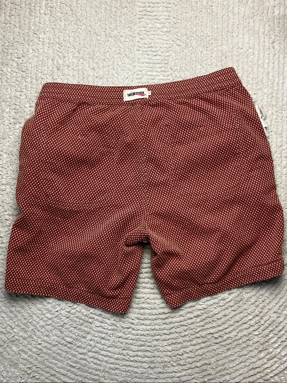 Taylor Stitch The Apres Short in Fired Brick Dobby Organic Cotton Size Small